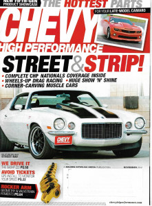 CHEVY HIGH PERFORMANCE 2012 NOV - 580HP ZL1 DRIVE TEST, ROCKERS, 680 HP RAT